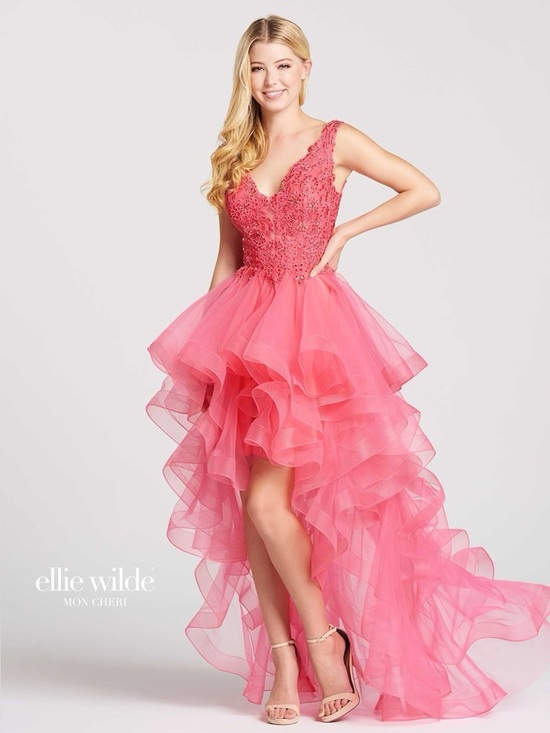 ellie wilde Dresses & Skirts - Ellie Wilde Pink Embellished High-Low Prom Dress